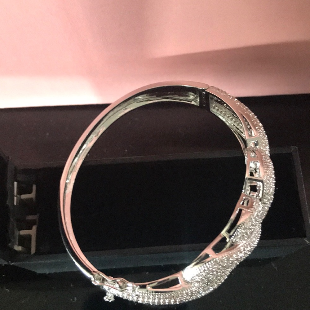 Lucia Braided Swirl Pave  Diamond Simulated Bangle - Picture 7 of 8